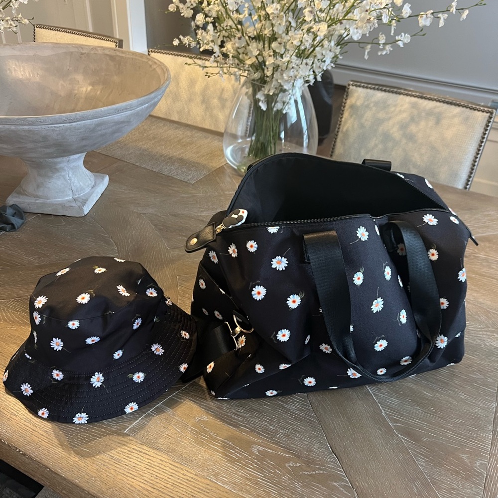 Alice + Olivia duffel bag and bucket hat